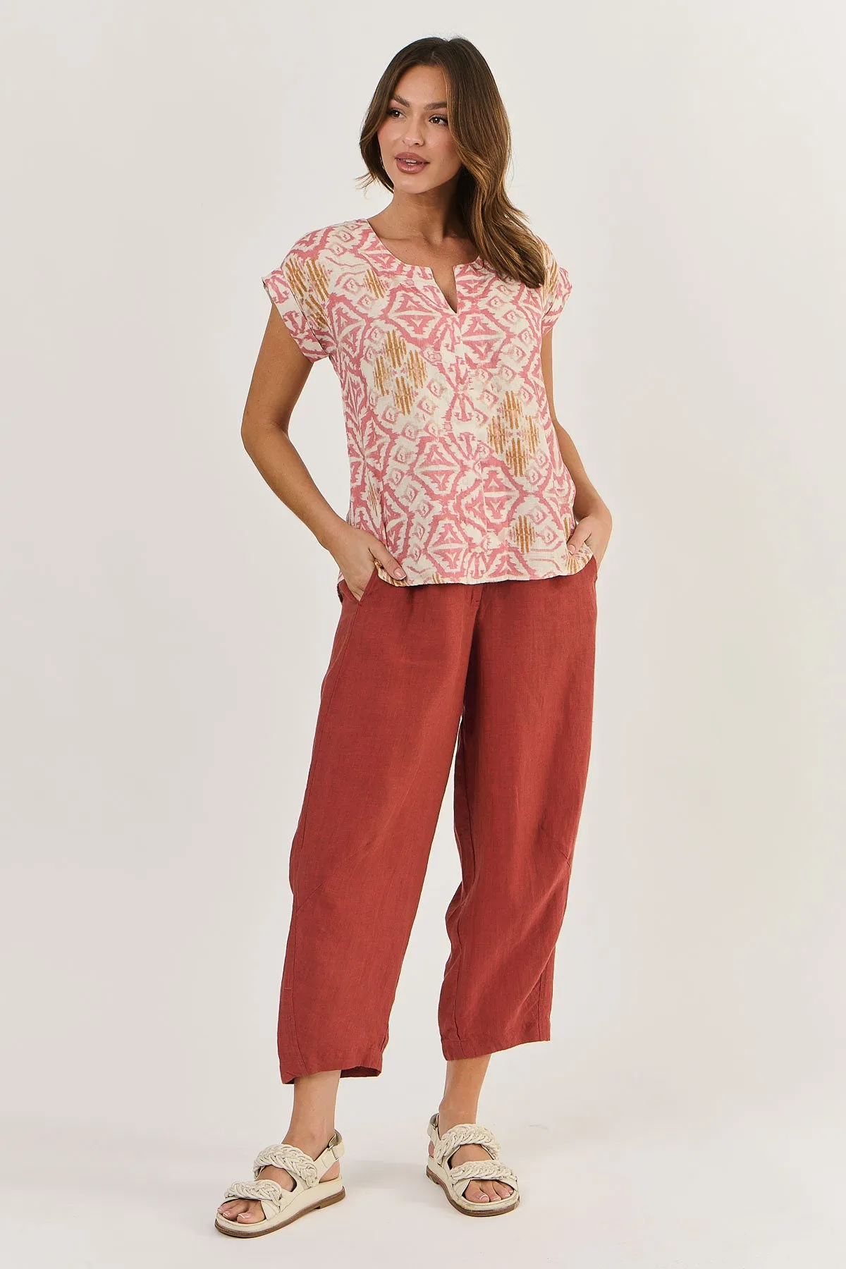 Naturals by O & J Linen V Tee - Ikat (GA373)